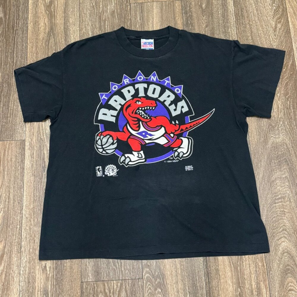 Vintage 1994 Toronto Raptors Shirt Men's XL Black Faded USA VTG 90s Trench Ultra